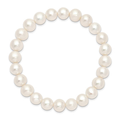 7.5 Inch 8-9mm White Near-Round Freshwater Cultured Pearl Stretch Bracelet
