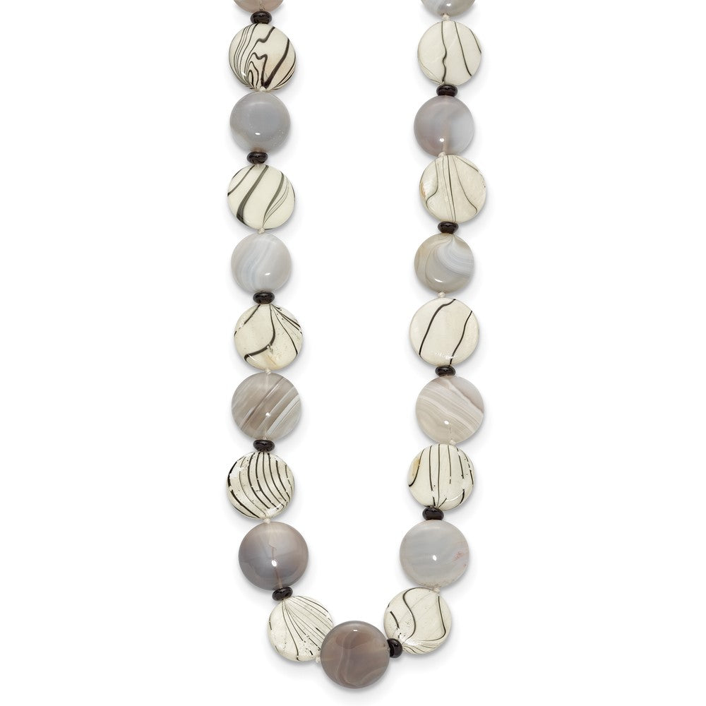 Sterling Silver Black And Grey Agate/Mop/Sardonyx Necklace