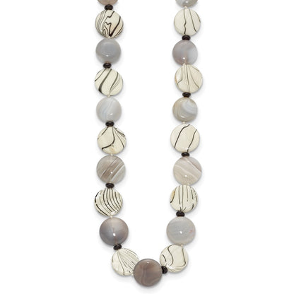 Sterling Silver Black And Grey Agate/Mop/Sardonyx Necklace