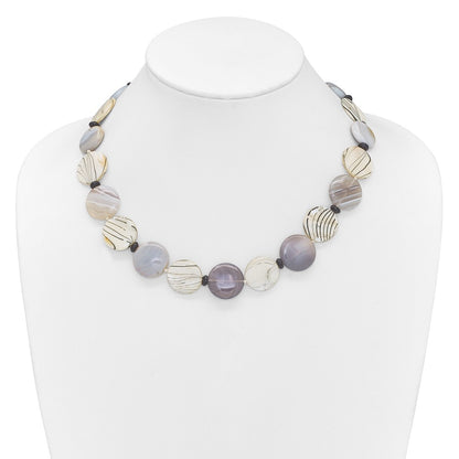 Sterling Silver Black And Grey Agate/Mop/Sardonyx Necklace