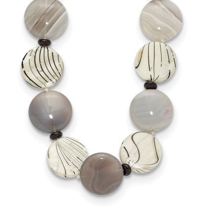 Sterling Silver Black And Grey Agate/Mop/Sardonyx Necklace