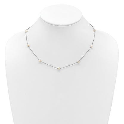 Sterling Silver Rh-Plated 4-5mm Freshwater Cultured Pearl Necklace