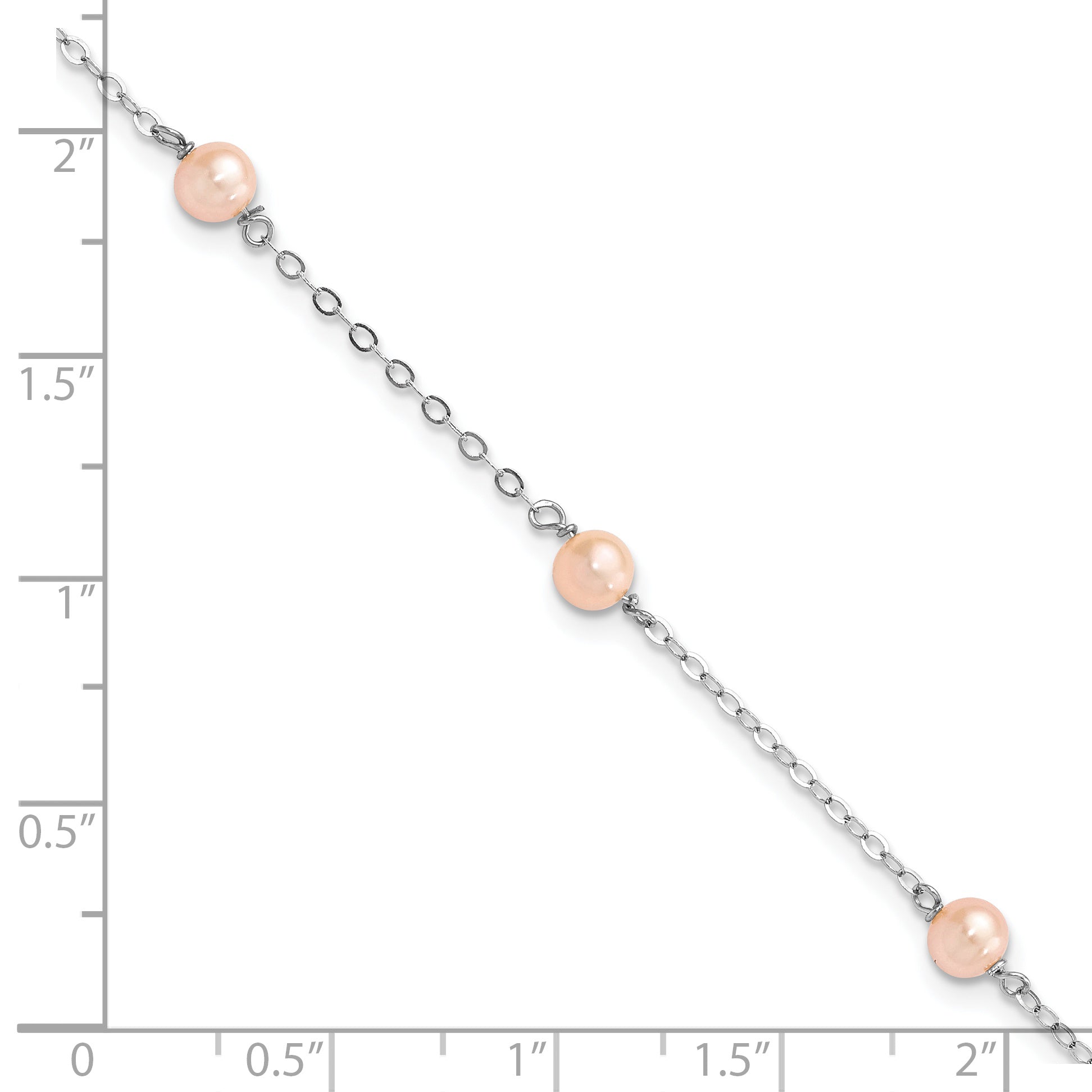 6 Inch Sterling Silver Rh-Pltd 4-5mm Pink Fwc Pearl W/1In Ext Children'S Bracelet