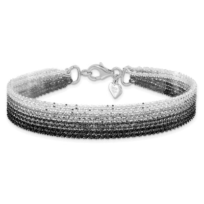 Sterling Silver Black Ruthenium-Plated 8-Strand Chain Bracelet