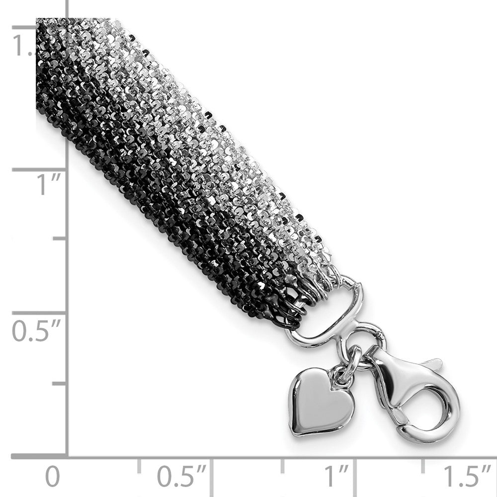 Sterling Silver Black Ruthenium-Plated 8-Strand Chain Bracelet