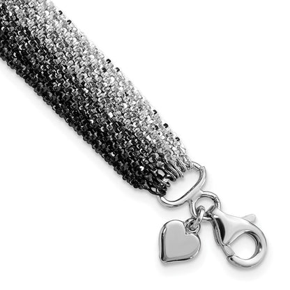 Sterling Silver Black Ruthenium-Plated 8-Strand Chain Bracelet