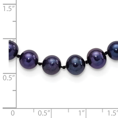 Sterling Silver Rhodium-Plated 6-7mm Black Fwc Pearl Necklace