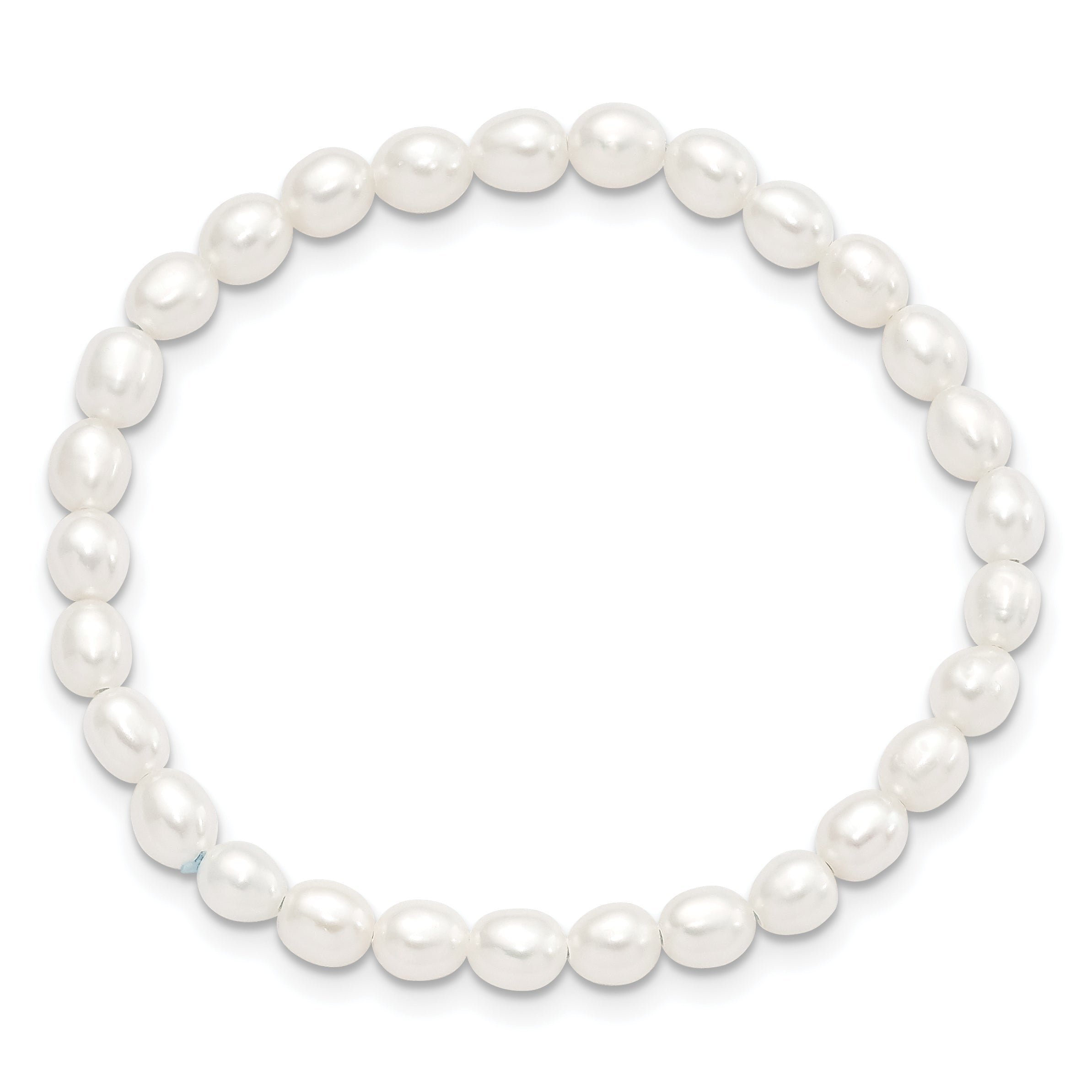 Fashion Children'S 4-5mm White Rice Freshwater Cultured Pearl Stretch Bracelet