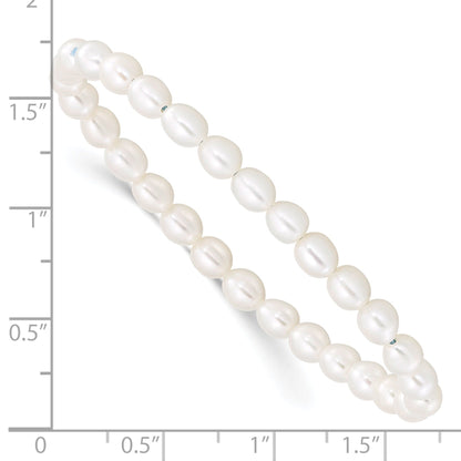 Fashion Children'S 4-5mm White Rice Freshwater Cultured Pearl Stretch Bracelet
