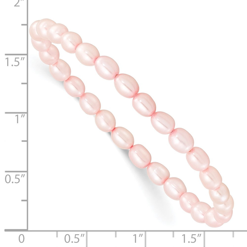 Fashion Children'S 4-5mm Pink Rice Freshwater Cultured Pearl Stretch Bracelet