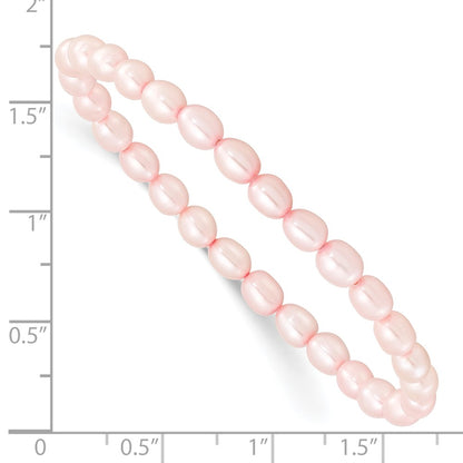 Fashion Children'S 4-5mm Pink Rice Freshwater Cultured Pearl Stretch Bracelet