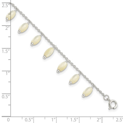 7.5 Inch Sterling Silver Polished Mop W/1.25 In Ext Bracelet