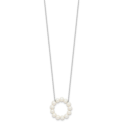 Sterling Silver Rhodium-Plated 4-5mm Fwc Pearl Circle 18in Necklace