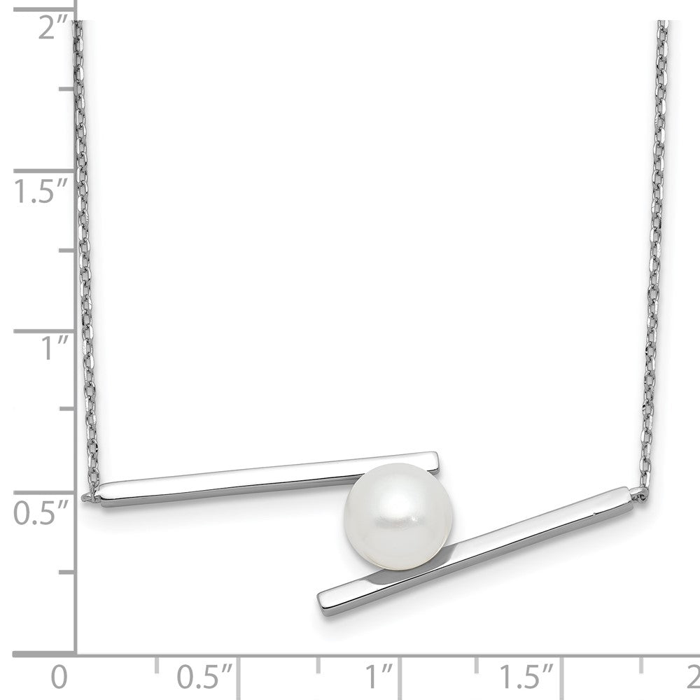 Sterling Silver Rhodium-Plated 8-9mm Fwc Pearl 16in w/1.5in Ext Necklace