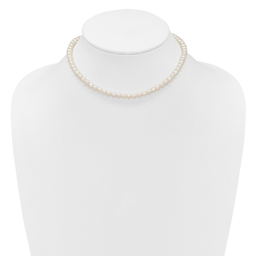 Sterling Silver Rhodium Plated 6-7mm Fwc Pearl 14in w/2in Ext Choker