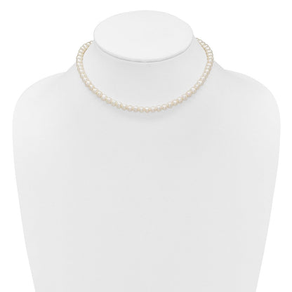 Sterling Silver Rhodium Plated 6-7mm Fwc Pearl 14in w/2in Ext Choker