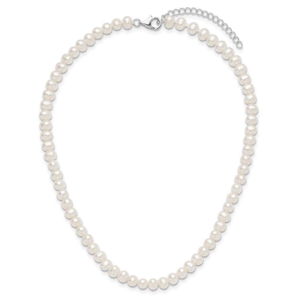 Sterling Silver Rhodium Plated 6-7mm Fwc Pearl 14in w/2in Ext Choker