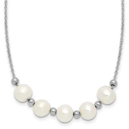 Sterling Silver Rhodium-Plated Fwc Pearl 16in with 2in Ext Necklace