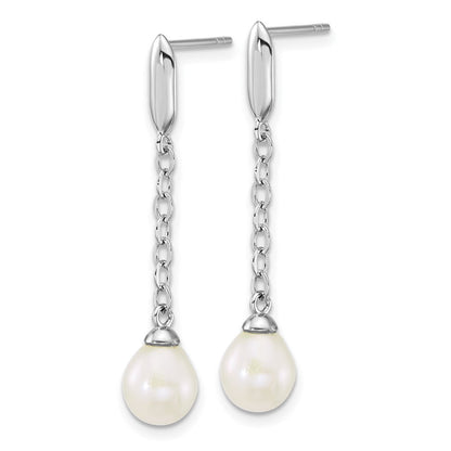 Sterling Silver Rhodium Plated Fwc Pearl 16in Necklace/dangle Earring Set