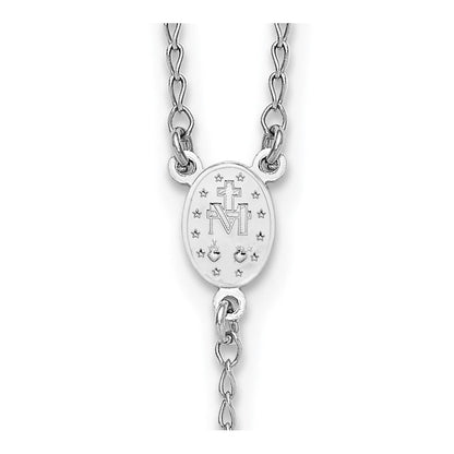 Sterling Silver Rhodium and Gold-Plated 18.5in w/1in Ext. Rosary Necklace