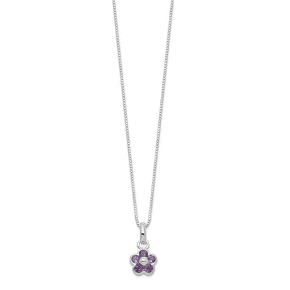 Sterling Silver Amethyst Flower Pendant Necklace