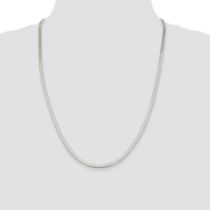 24 Inch Sterling Silver 3mm Magic Herringbone Chain Necklace