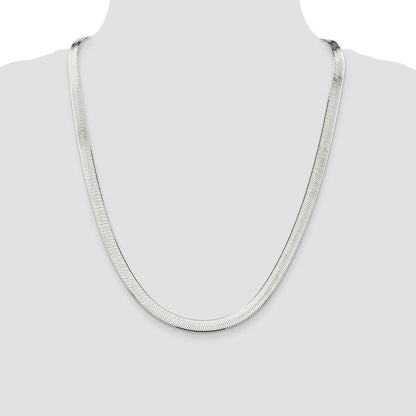 24 Inch Sterling Silver 7.3mm Magic Herringbone Chain Necklace