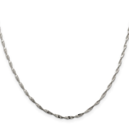 20 Inch Sterling Silver 2mm Twisted Herringbone Chain Necklace