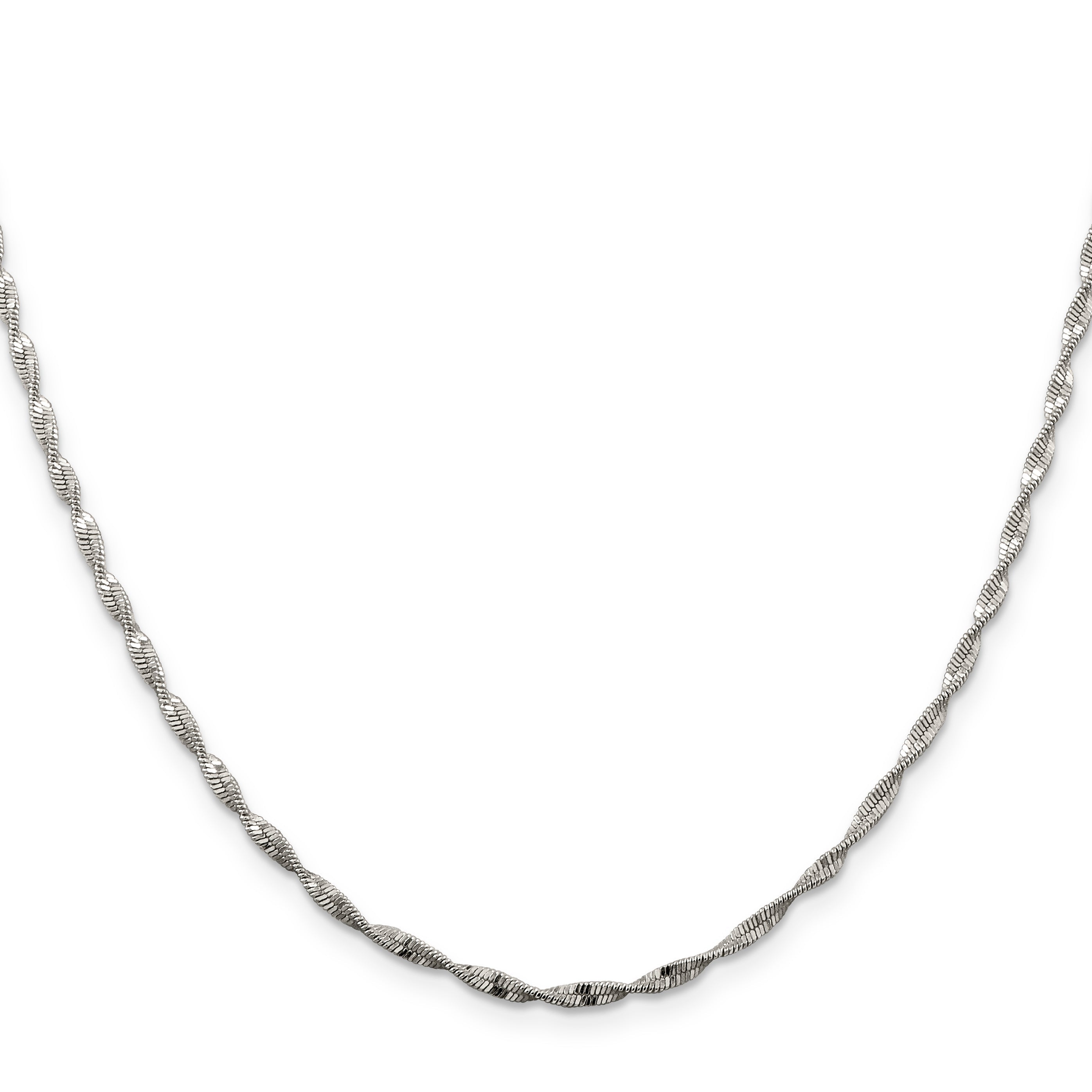 18 Inch Sterling Silver 2mm Twisted Herringbone Chain Necklace