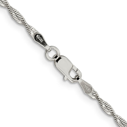 18 Inch Sterling Silver 2mm Twisted Herringbone Chain Necklace