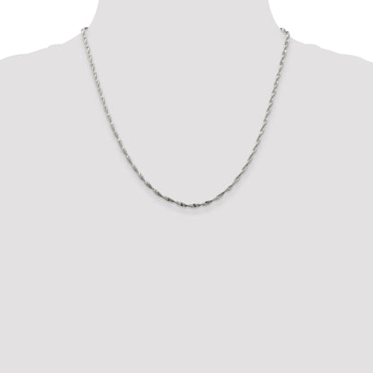 20 Inch Sterling Silver 2mm Twisted Herringbone Chain Necklace