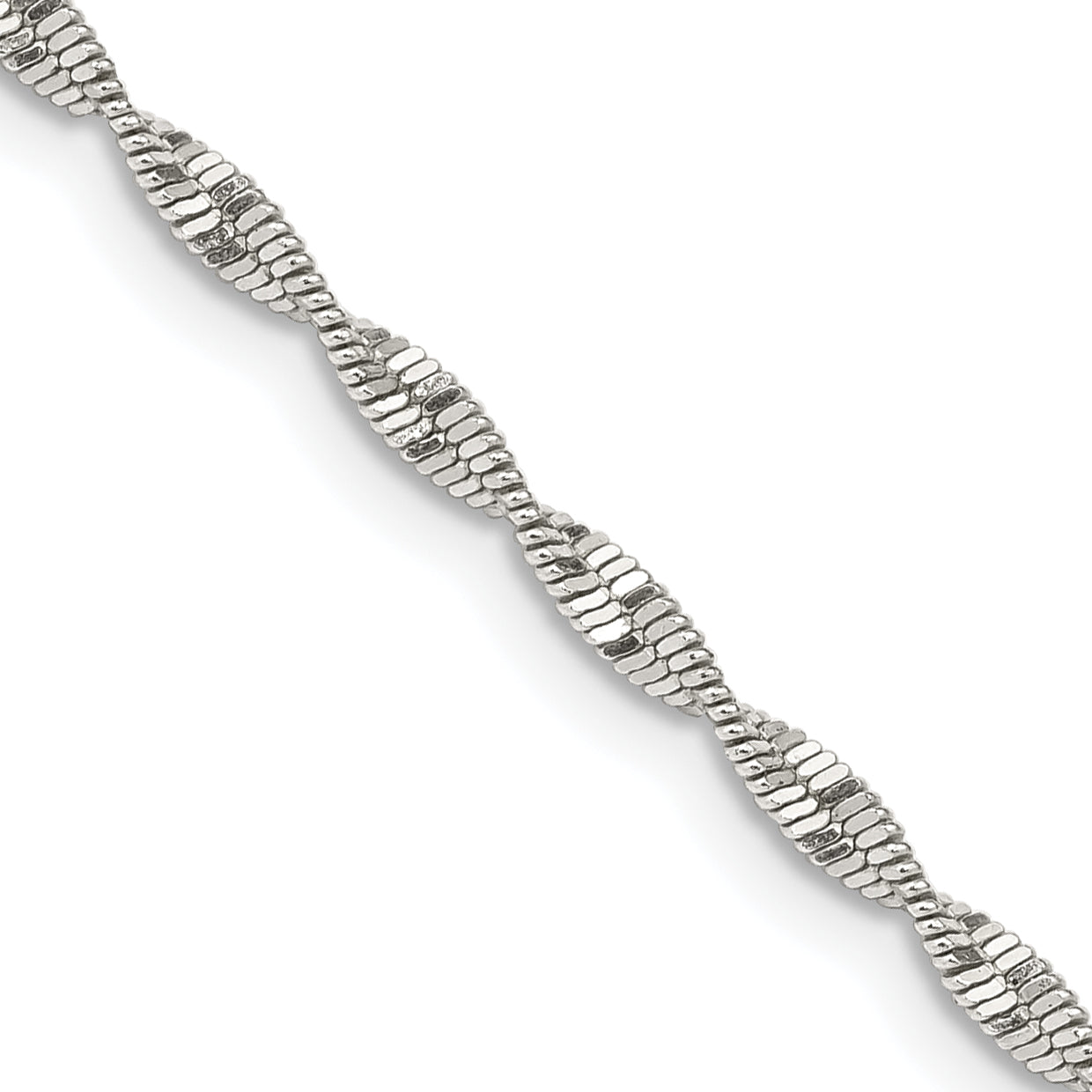 20 Inch Sterling Silver 2mm Twisted Herringbone Chain Necklace