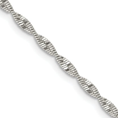 20 Inch Sterling Silver 2mm Twisted Herringbone Chain Necklace