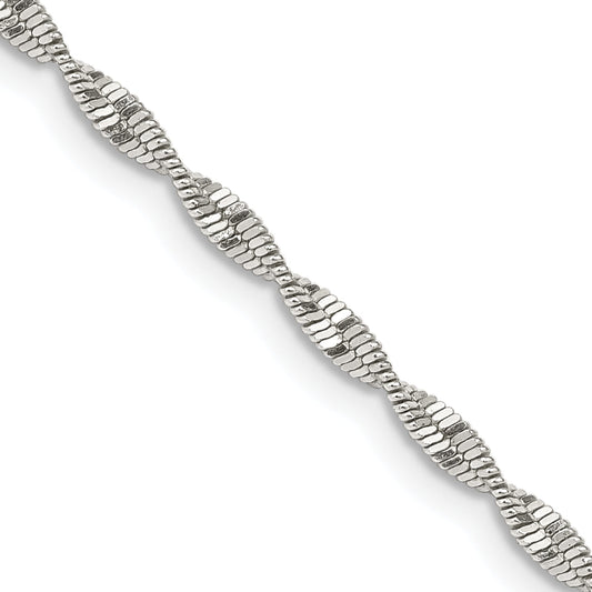 20 Inch Sterling Silver 2mm Twisted Herringbone Chain Necklace