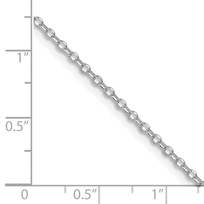 Sterling Silver Rhodium Plated 1.75mm Diamond-Cut w/2in Ext. Rolo Cable Chain