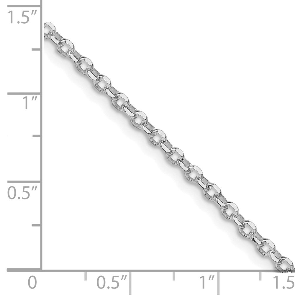 Sterling Silver Rhodium Plated 2.6mm Diamond-Cut w/2in Ext. Rolo Cable Chain