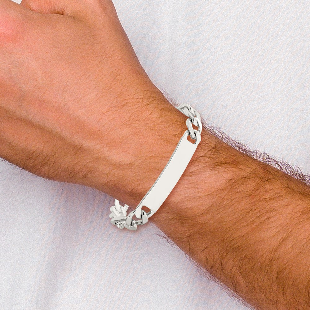 8.5 Inch Sterling Silver 8.5Inch Polished Engraveable Figaro Link Id Bracelet