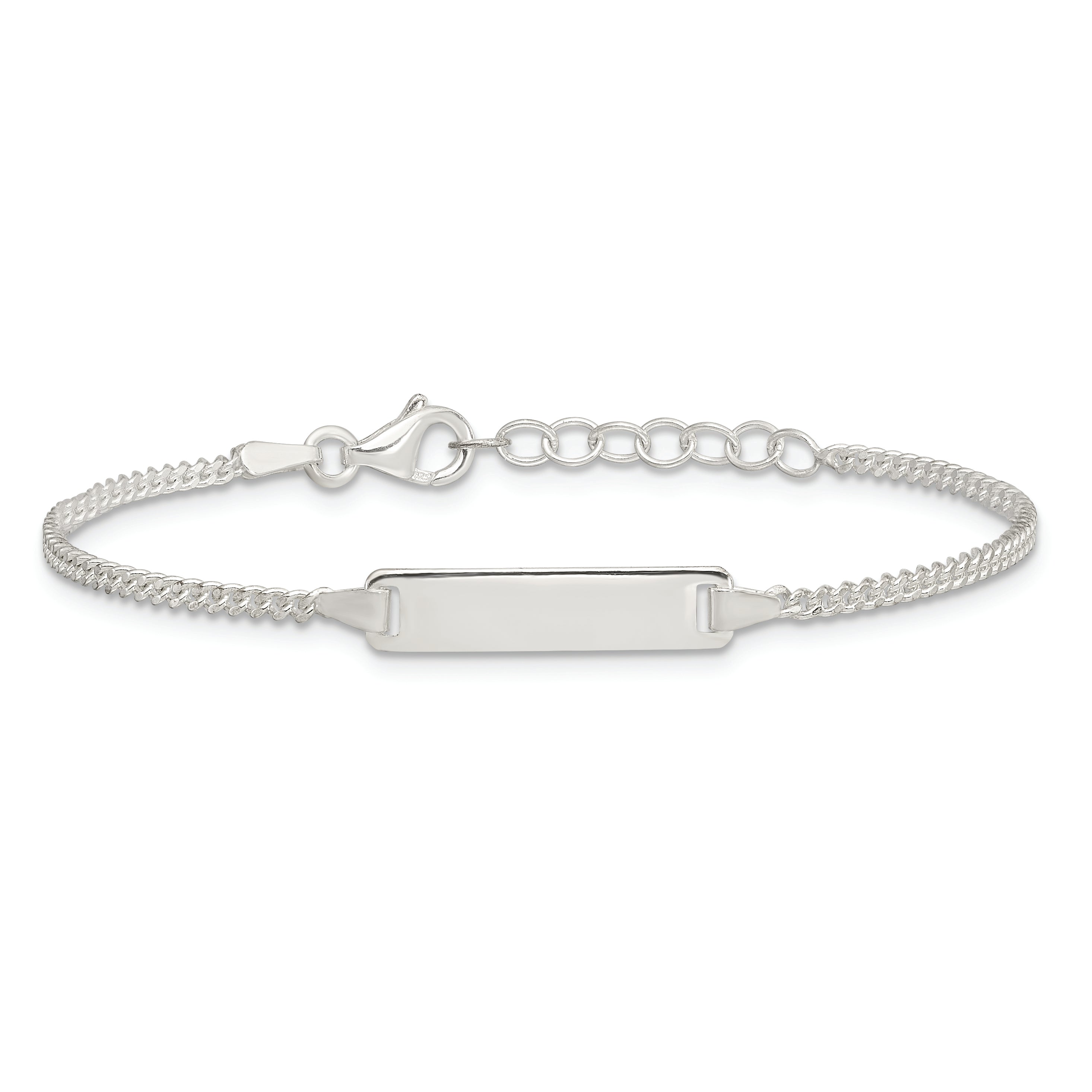 5.5 Inch Sterling Silver Polished Id Plate With .75In Ext. Children'S Bracelet