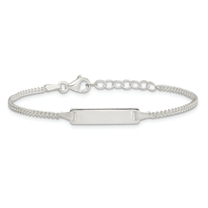 5.5 Inch Sterling Silver Polished Id Plate With .75In Ext. Children'S Bracelet