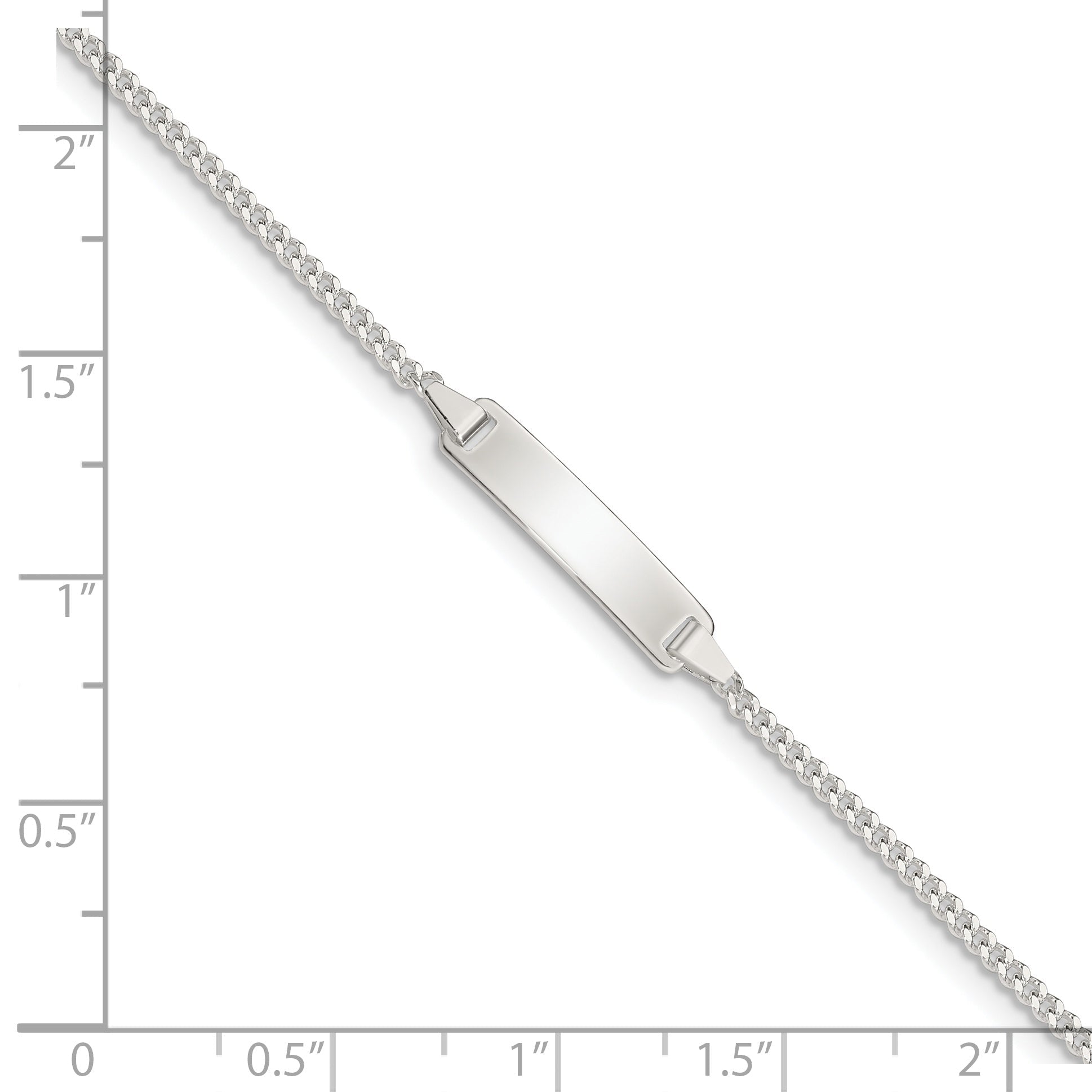 5.5 Inch Sterling Silver Polished Id Plate With .75In Ext. Children'S Bracelet