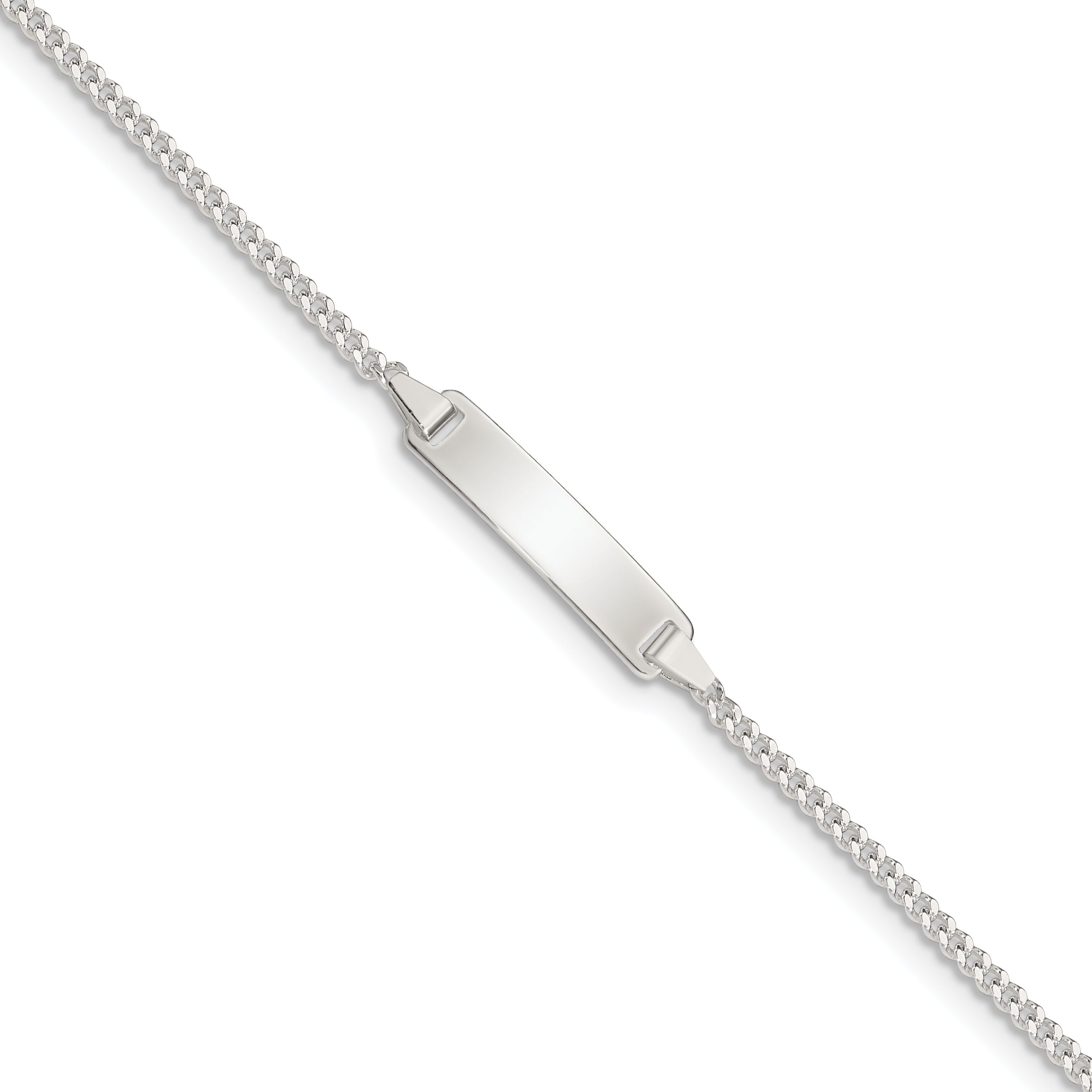 5.5 Inch Sterling Silver Polished Id Plate With .75In Ext. Children'S Bracelet