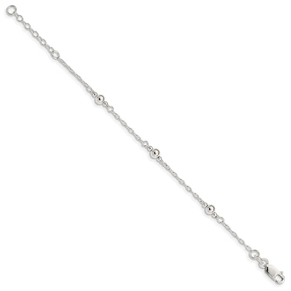 6 Inch Sterling Silver Polished Fancy Bead With 1In Extension Children'S Bracelet