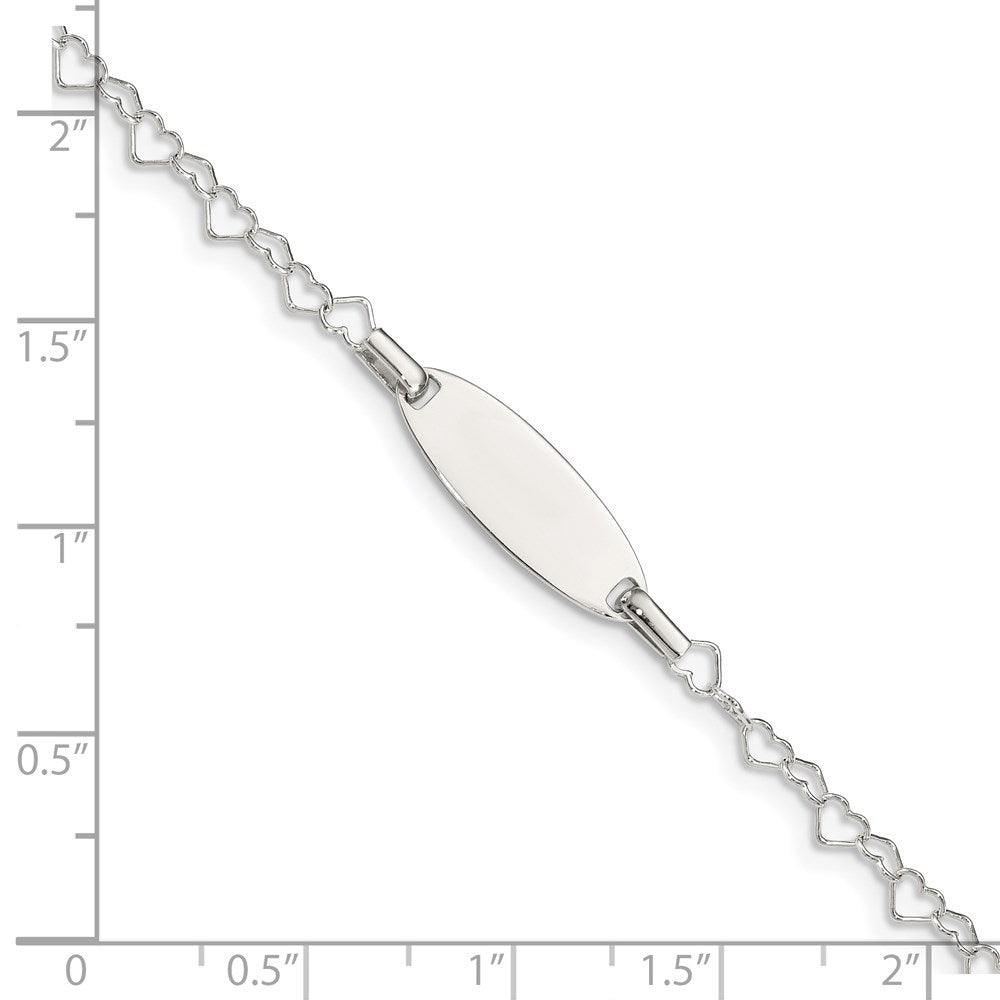 6 Inch Sterling Silver Polished Engraveable Children'S Id Heart Link Bracelet