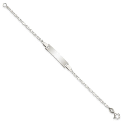 6 Inch Sterling Silver Polished Engraveable Children'S Id Bracelet