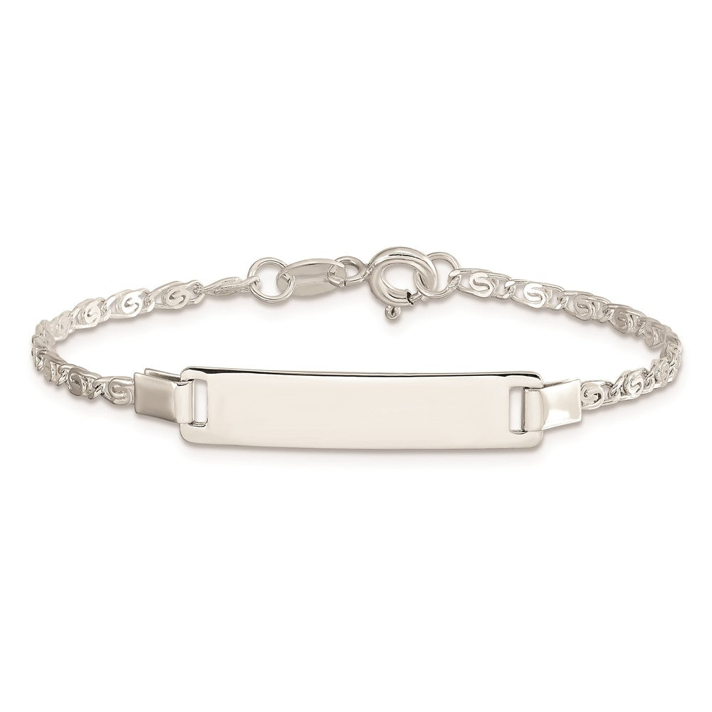 6 Inch Sterling Silver Polished Engraveable Children'S Id Bracelet