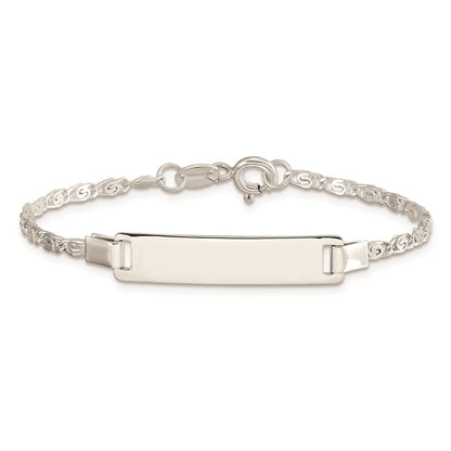 6 Inch Sterling Silver Polished Engraveable Children'S Id Bracelet