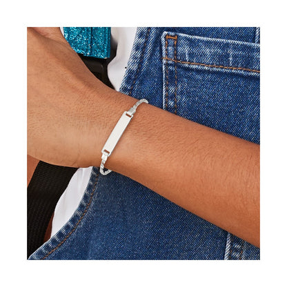 6 Inch Sterling Silver Polished Engraveable Children'S Id Bracelet