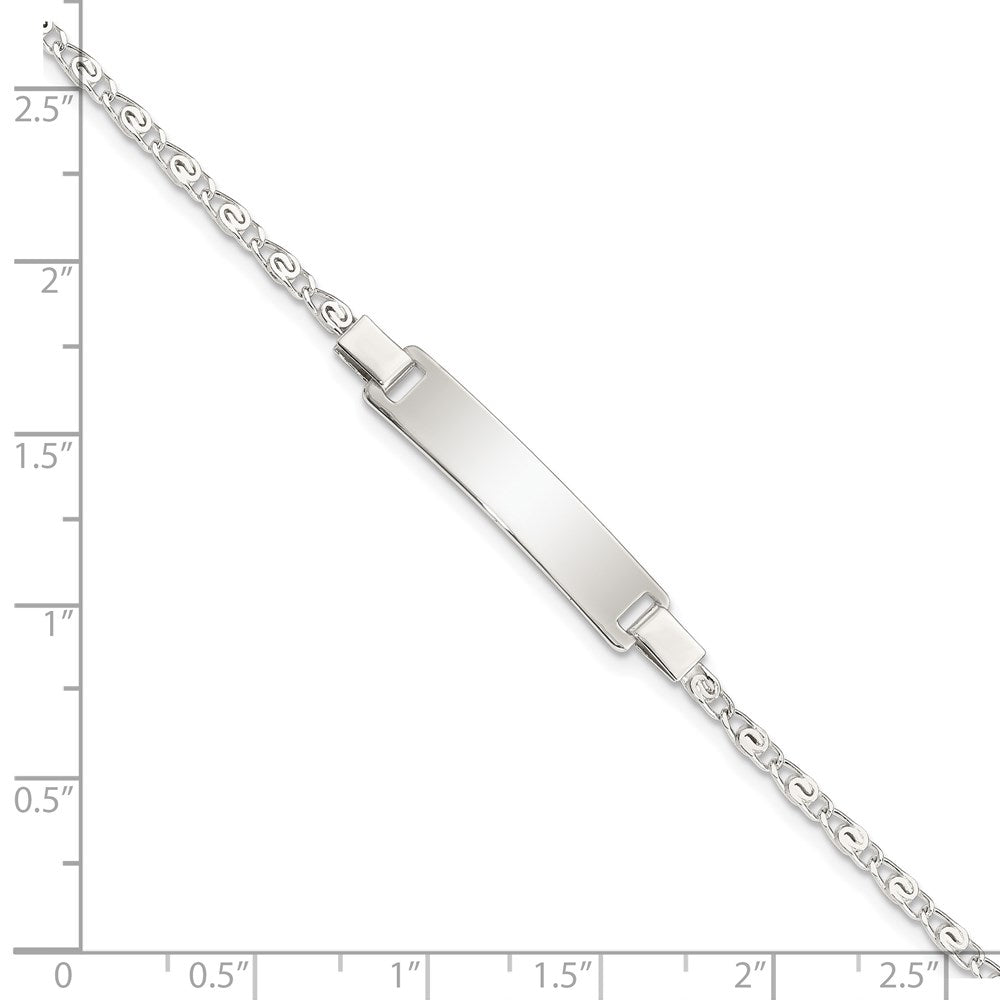 6 Inch Sterling Silver Polished Engraveable Children'S Id Bracelet