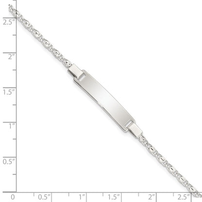 6 Inch Sterling Silver Polished Engraveable Children'S Id Bracelet