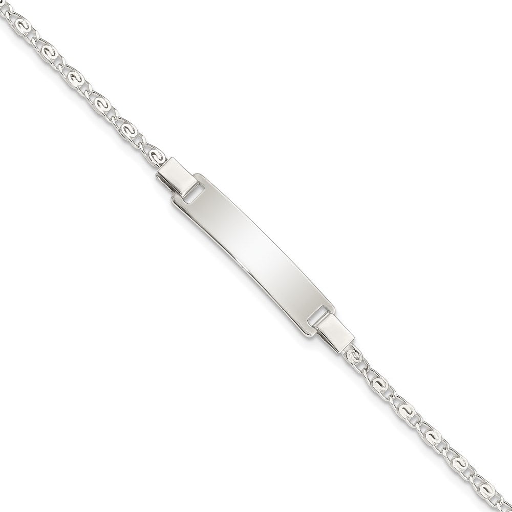 6 Inch Sterling Silver Polished Engraveable Children'S Id Bracelet